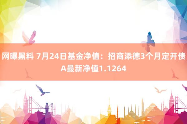 网曝黑料 7月24日基金净值：招商添德3个月定开债A最新净值1.1264