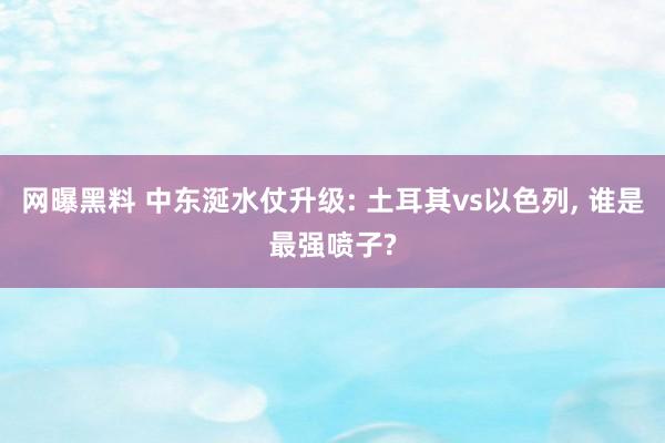 网曝黑料 中东涎水仗升级: 土耳其vs以色列， 谁是最强喷子?