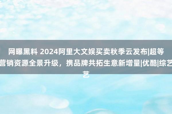 网曝黑料 2024阿里大文娱买卖秋季云发布|超等营销资源全景升级，携品牌共拓生意新增量|优酷|综艺