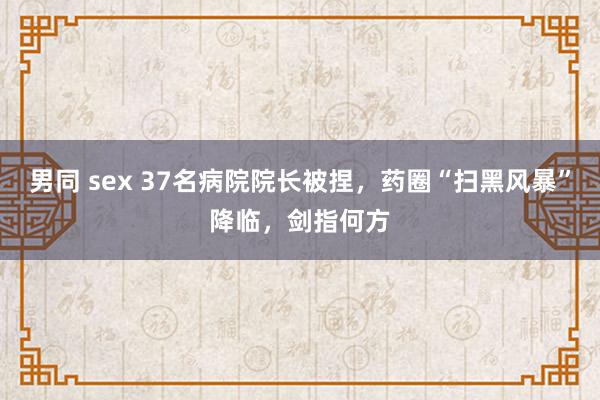 男同 sex 37名病院院长被捏，药圈“扫黑风暴”降临，剑指何方