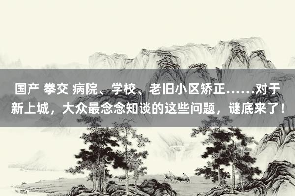 国产 拳交 病院、学校、老旧小区矫正……对于新上城，大众最念念知谈的这些问题，谜底来了！